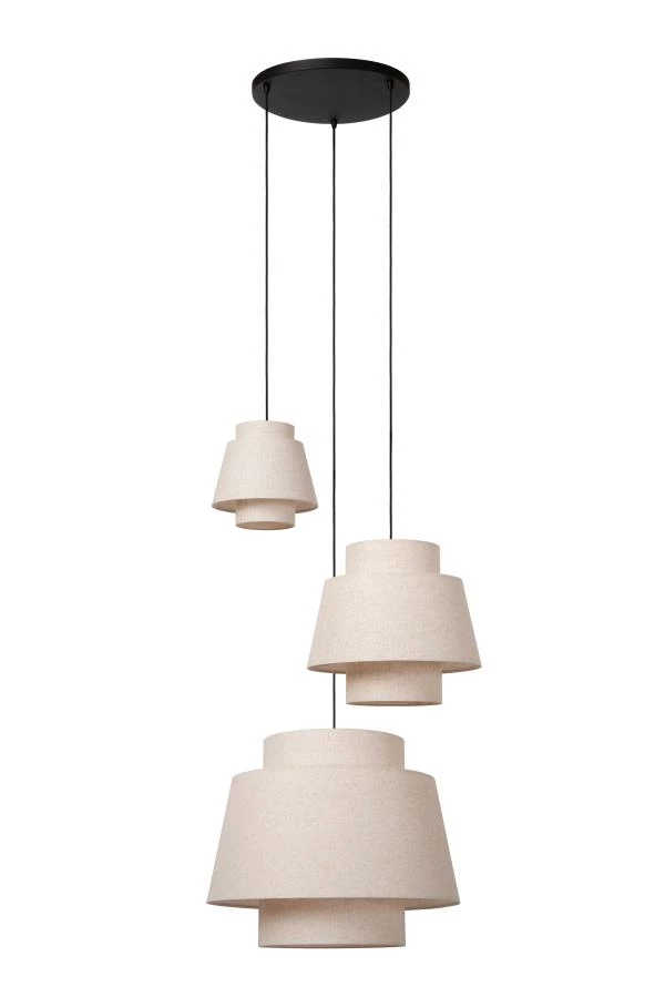 Lucide TRIBUTE - Hanglamp - Ø 76 cm - 3xE27 - Beige - uitgezet